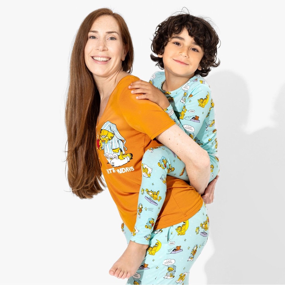 NWT Bellabu Bear x Garfield Orange Bamboo Button-Up PJ Sleep T-Shirt — MEDIUM